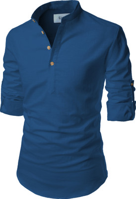 Edinwolf Men Solid A-line Kurta(Blue)