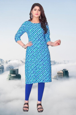 Sulagift Women Printed Straight Kurta(Light Blue)