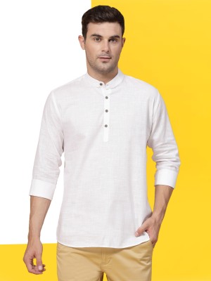 ADWYN PETER Men Solid Straight Kurta(White)