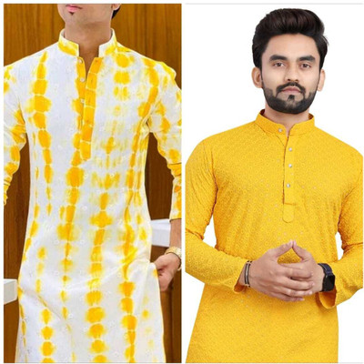 click n buy Men Embroidered Straight Kurta(Multicolor)