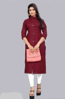 NITYA Women Solid Straight Kurta(Maroon)