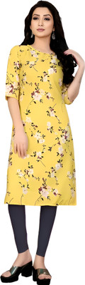 SHREE INFINITY EXPORT Women Printed A-line Kurta(Yellow)