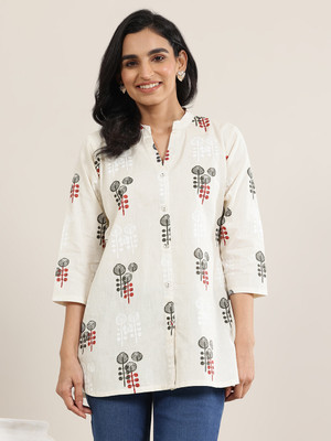 LIBAS Women Printed Straight Kurta(White)
