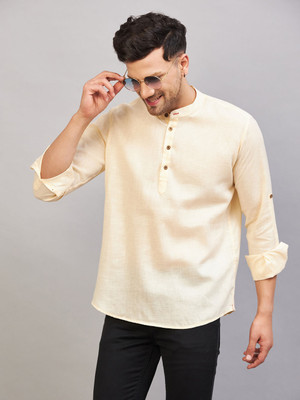 VASTRAMAY Men Solid A-line Kurta(White)
