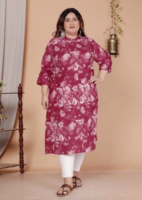 GYAPTI Women Floral Print A-line Kurta(Maroon)