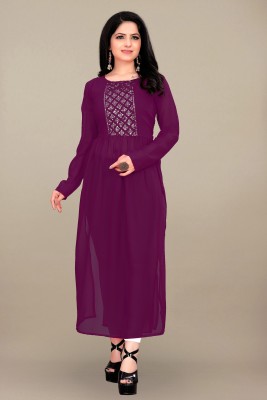 bindudi Women Dyed/Ombre Anarkali Kurta(Purple)