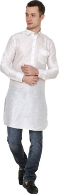 Nawab-Saheb Men Self Design Straight Kurta(White)