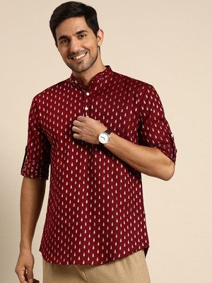 Rajubhai Hargovindas Men Printed Straight Kurta(Red)