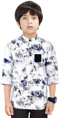 MADE IN THE SHADE Boys Printed Straight Kurta(White)