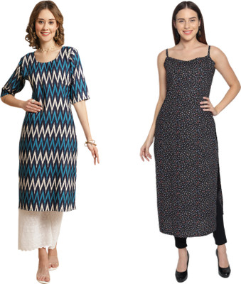HouseOfCommon Women Printed Straight Kurta(Multicolor)