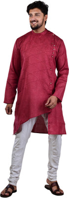 Meilli Men Embroidered Straight Kurta(Maroon)