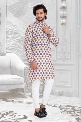 Shree Dutt Creation Men Floral Print Straight Kurta(Multicolor)