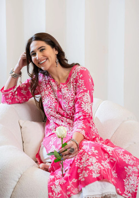 Divastri Women Embroidered A-line Kurta(Pink)