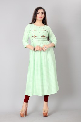 Sitaram Designer Women Embellished Anarkali Kurta(Light Green)