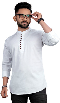 fabzy Men Solid Straight Kurta(White)