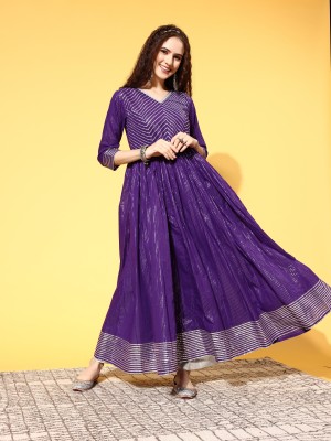 Varanga Women Embellished Anarkali Kurta(Purple)