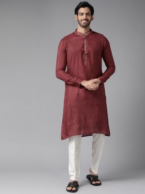 Fashvio Men Striped Straight Kurta(Maroon)