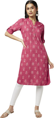 Rangmanch by Pantaloons Women Printed Straight Kurta(Pink)