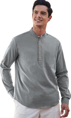 RAREMARK Men Solid Straight Kurta(Grey)