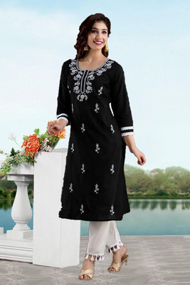 vikshi Women Embroidered Straight Kurta(Multicolor)