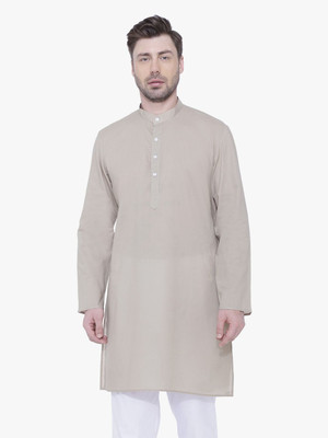 Rajubhai Hargovindas Men Solid Straight Kurta(Grey)