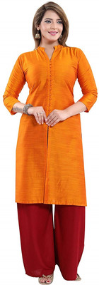 TattvaLoom Women Solid Straight Kurta(Maroon)