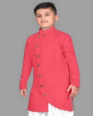 Kavyangle Creation Boys Solid Straight Kurta(Purple)