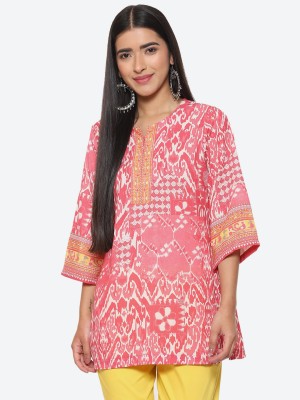 BIBA Women Printed Straight Kurta(Red)