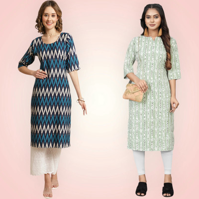 HouseOfCommon Women Printed Straight Kurta(Multicolor)