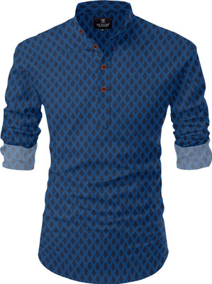 VELLOSTA Men Printed A-line Kurta(Blue)