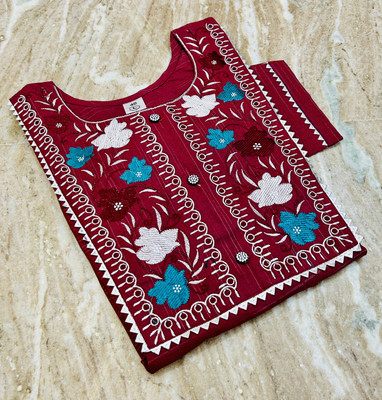 Andheriyas Enterprises Women Embroidered Straight Kurta(Maroon)