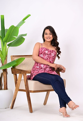 VASANT APPAREL Women Printed Straight Kurta(Pink)