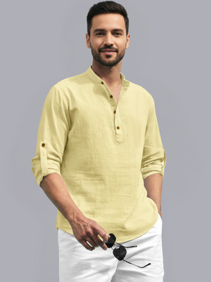 ZEE GOLD Men Solid Ethnic Dress Kurta(Yellow)