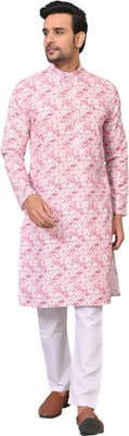 TMODNX Men Printed Straight Kurta(Purple)