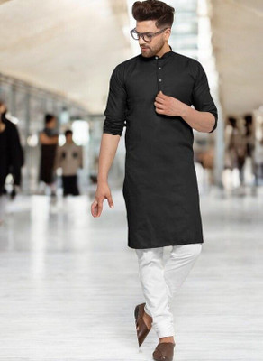 Rashmi Genz Men Printed Straight Kurta(Black)