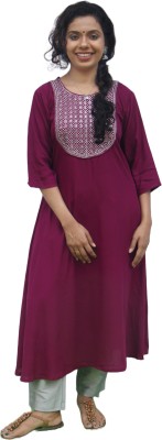 Aada Fashion Women Embellished A-line Kurta(Maroon)