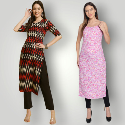 HouseOfCommon Women Printed Straight Kurta(Multicolor)