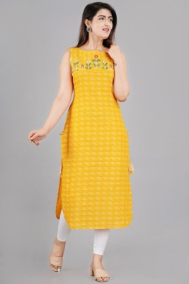 Bharti fashion Women Embroidered A-line Kurta(Yellow)