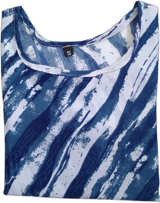 Alpha Fashion Women Printed Straight Kurta(Blue, White)