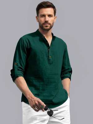 ZEE GOLD Men Solid Ethnic Dress Kurta(Dark Green)