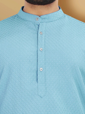 VeBNoR Men Solid Straight Kurta(Light Blue)