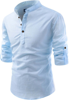 BHUVIKOO Men Solid A-line Kurta(Light Blue)