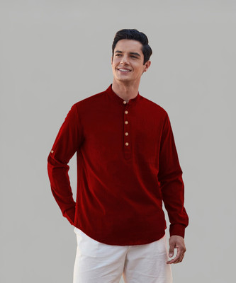 TrendiVastra Men Solid Straight Kurta(Maroon)