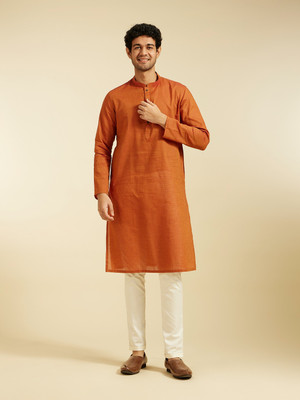 DIWAS by Manyavar Men Self Design Straight Kurta(Red)