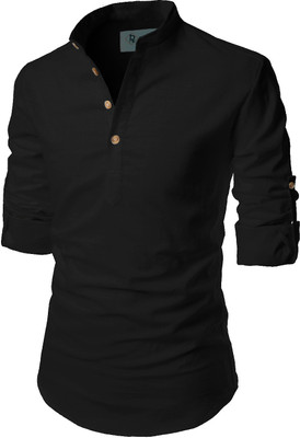 TrendiVastra Men Solid Straight Kurta(Black)