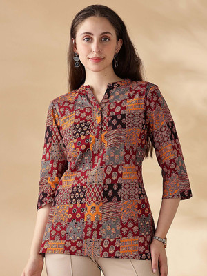 ANOUK Women Printed Straight Kurta(Maroon)