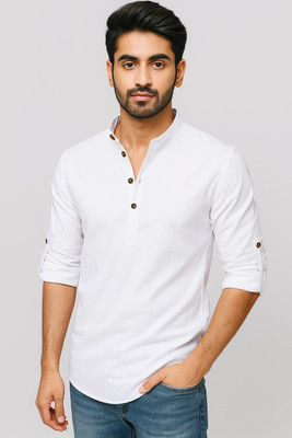 RAREMARK Men Solid Straight Kurta(White)
