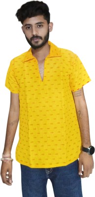 Yash Fashion Men Printed Straight Kurta(Yellow)