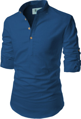 TrendiVastra Men Solid Straight Kurta(Dark Blue)
