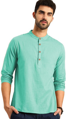 CROWNTAIL Men Solid Straight Kurta(Silver)